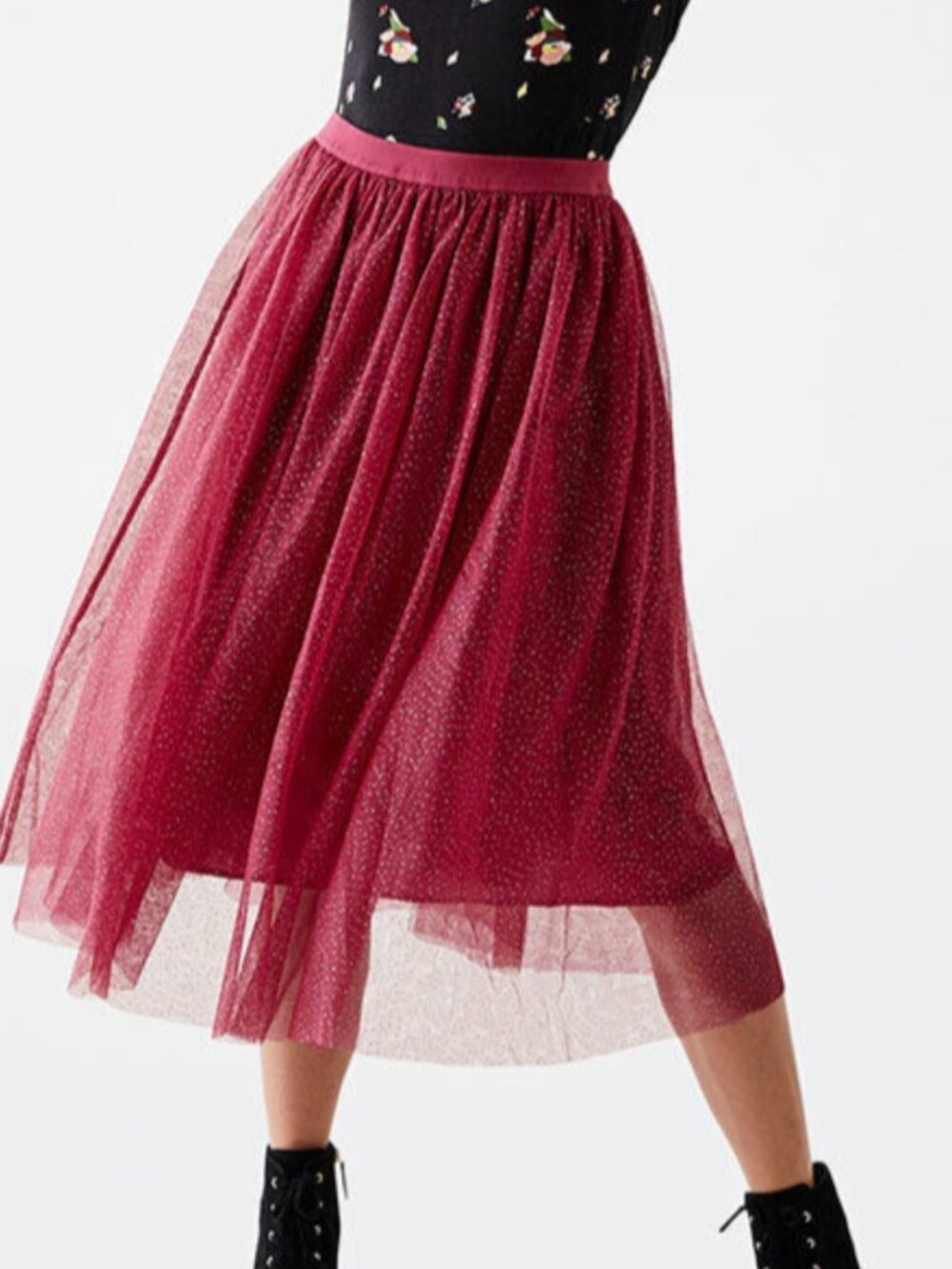Matilda Jane Sparkle City Skirt Red Tulle Mid-Length L New With Tags